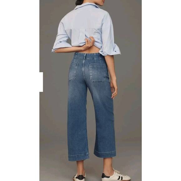 The Colette Crop High-Rise Wide-Leg Jeans by Maeve-medium denim wash- 27 - Picture 2 of 7